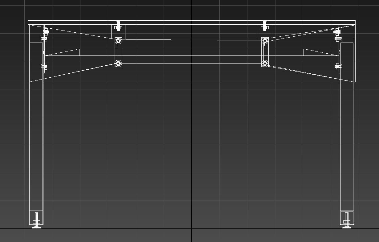 Wooden desk metal legs 3D model_14