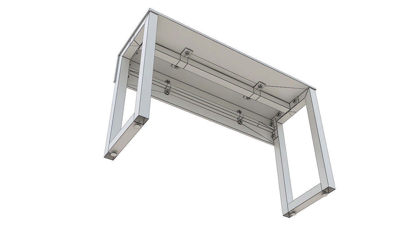 Wooden desk metal legs 3D model_9