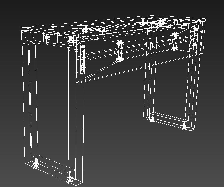 Wooden desk metal legs 3D model_12