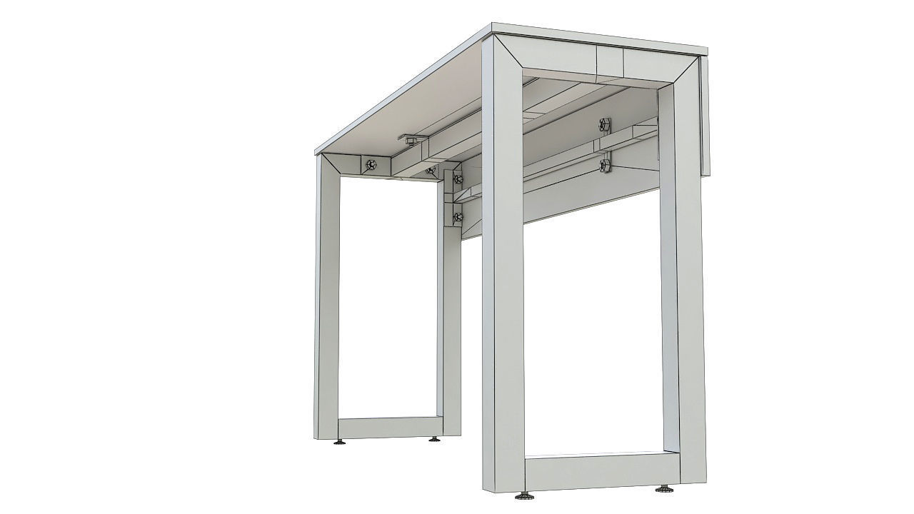 Wooden desk metal legs 3D model_10