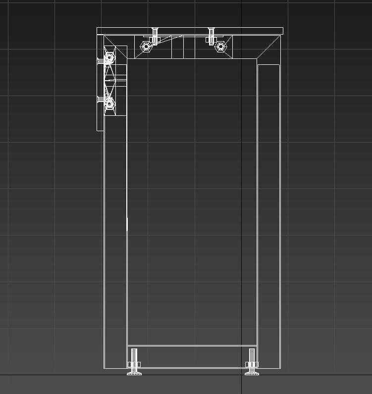 Wooden desk metal legs 3D model_13