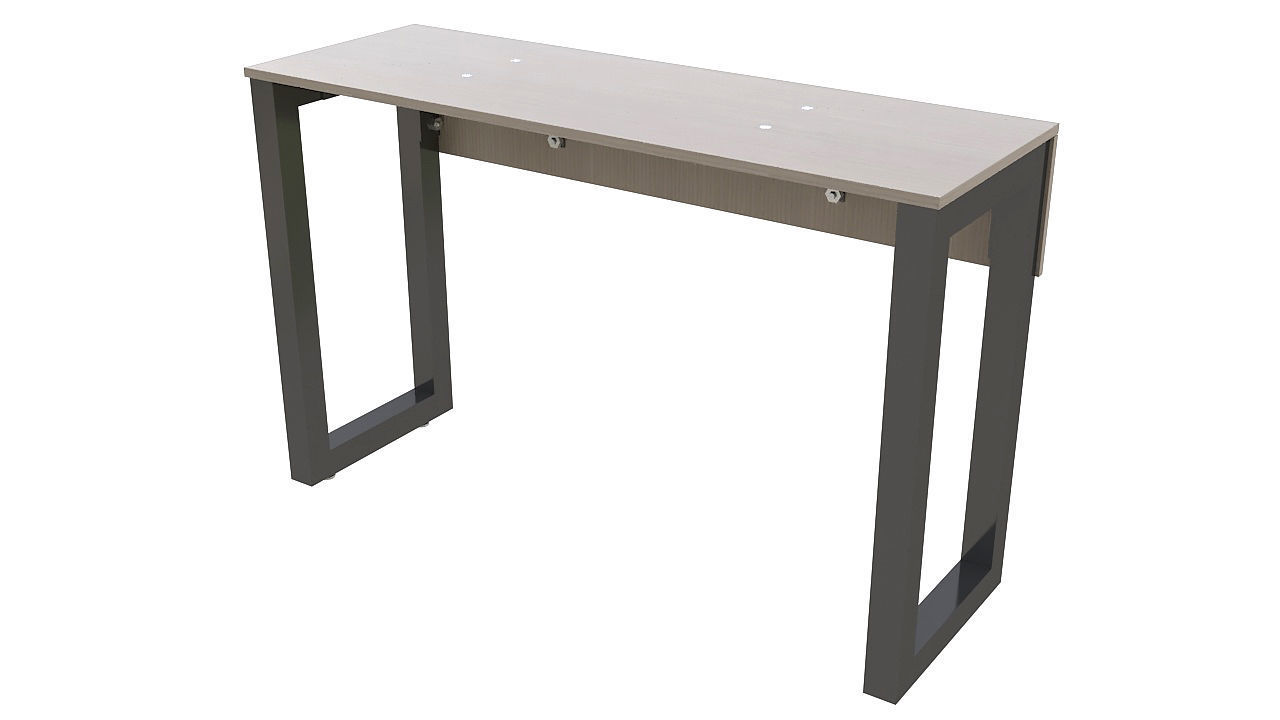 Wooden desk metal legs 3D model_2