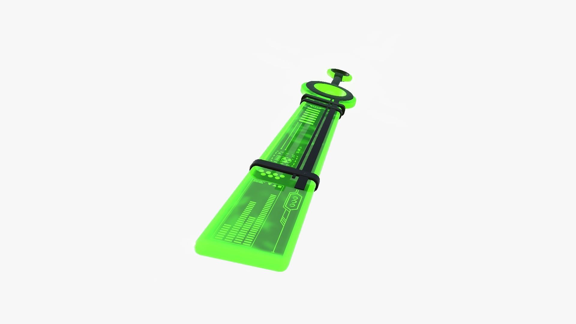 SciFi Sword A02 Green - Character Design Fashion Low-poly 3D model_2