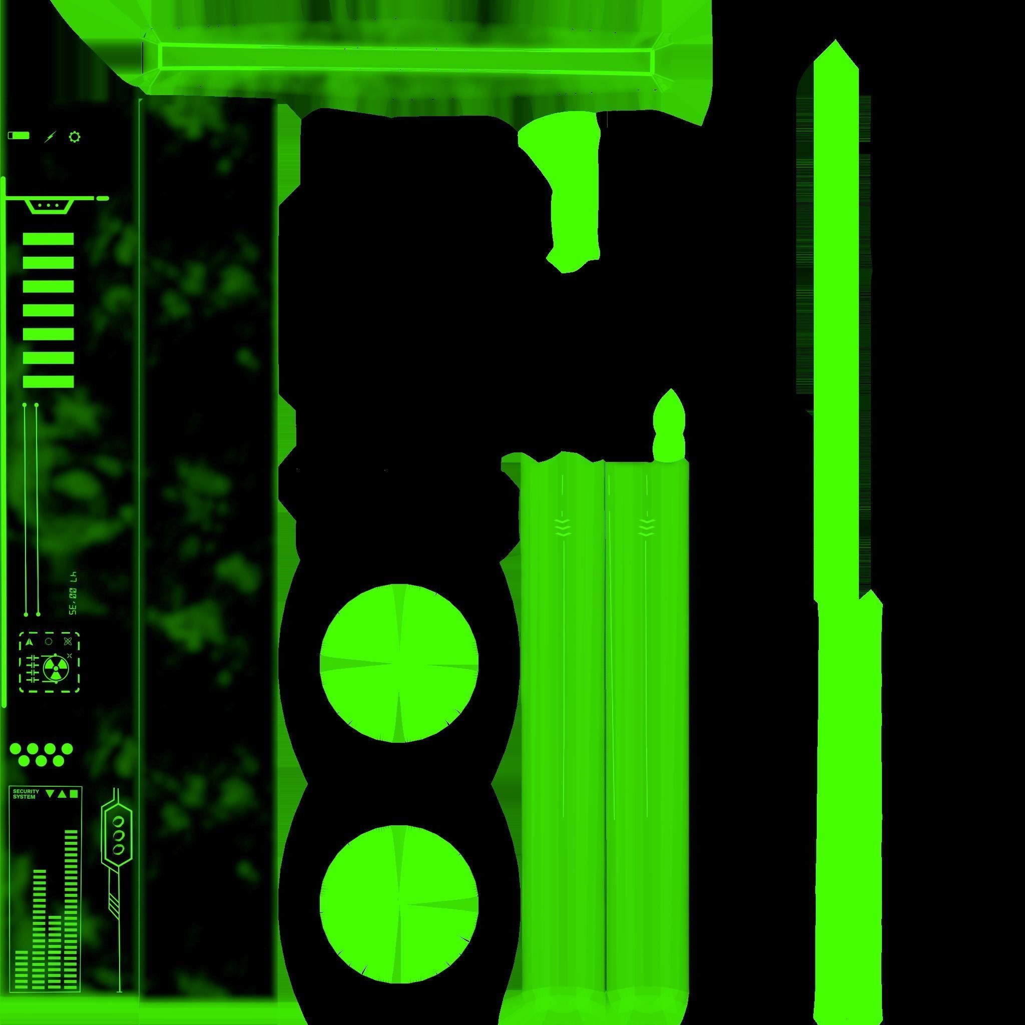 SciFi Sword A02 Green - Character Design Fashion Low-poly 3D model_18