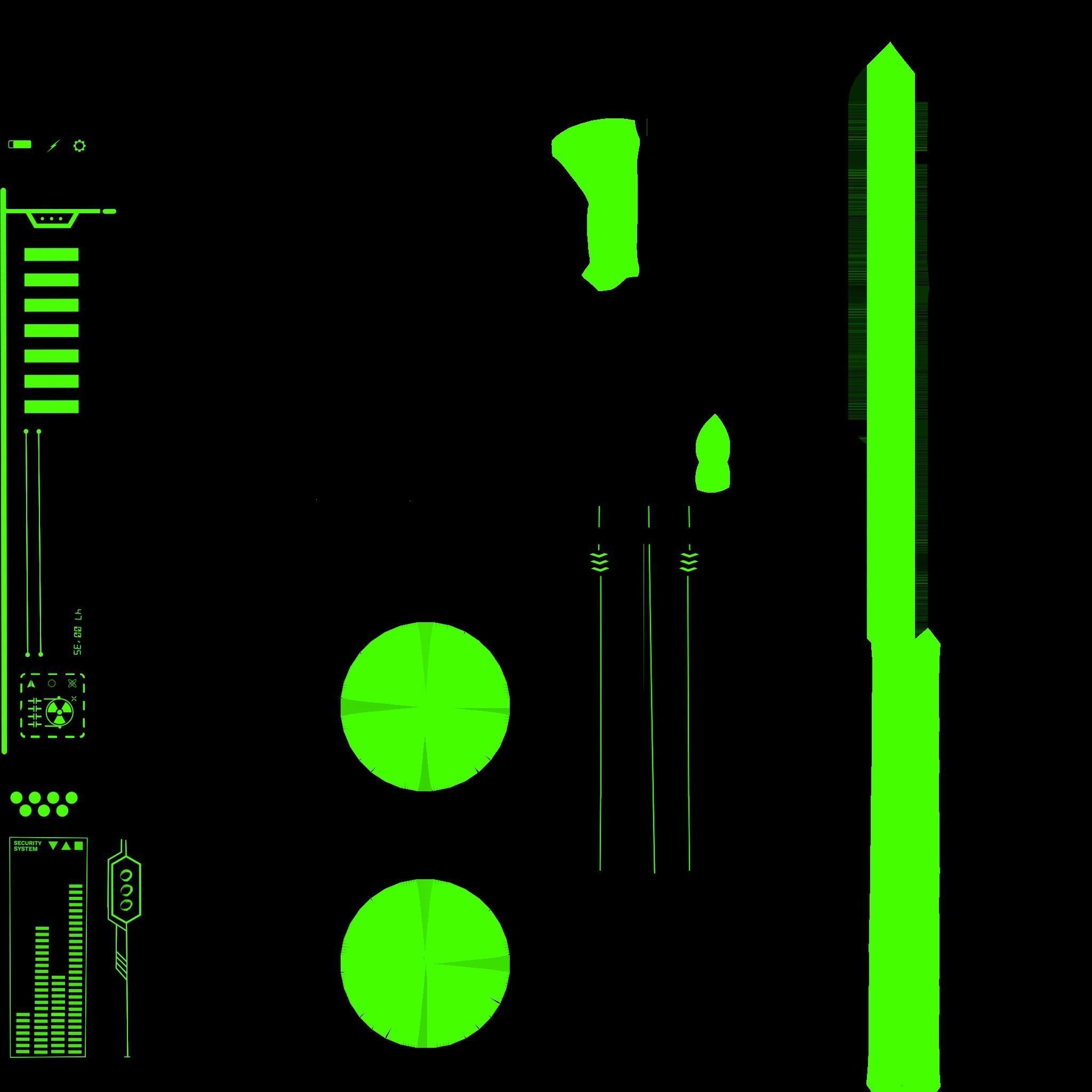 SciFi Sword A03 Black Green - Character Design Fashion Low-poly 3D model_18