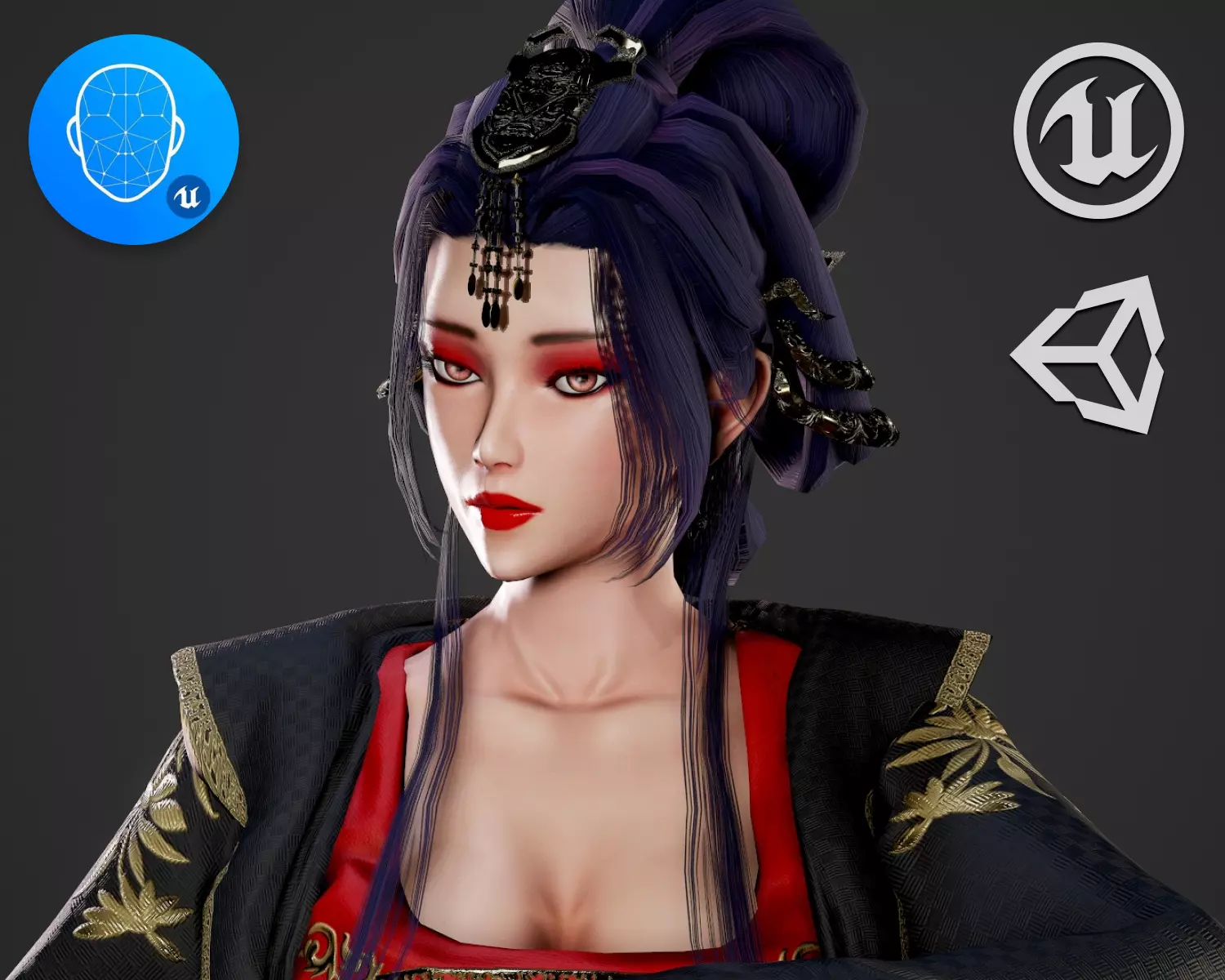 Chinese Noble Lady - Game Ready Low-poly 3D model_0