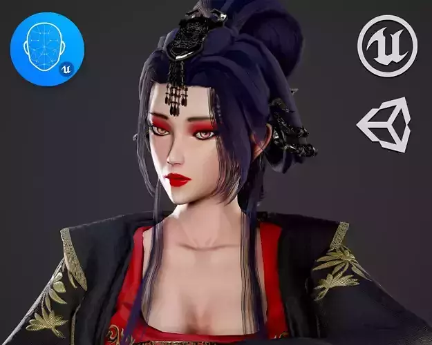 Chinese Noble Lady - Game Ready Low-poly 3D model