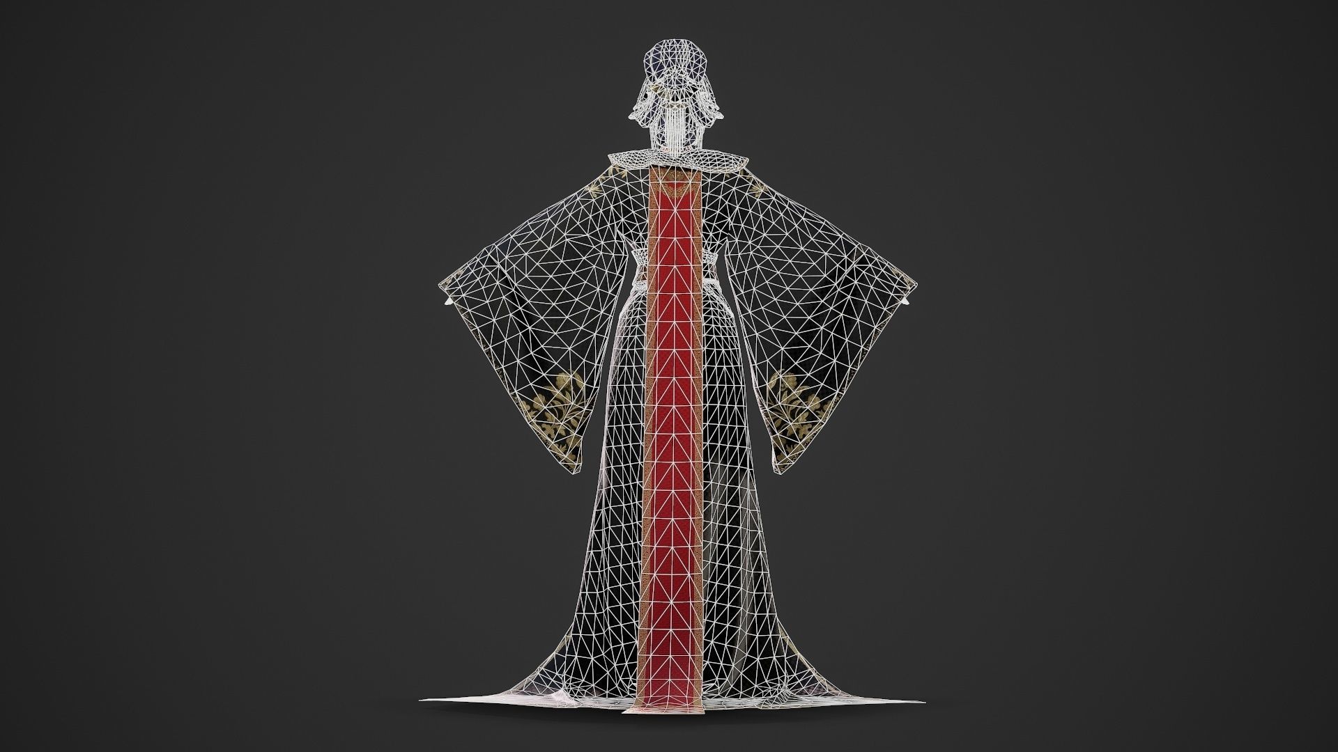 Chinese Noble Lady - Game Ready Low-poly 3D model_9