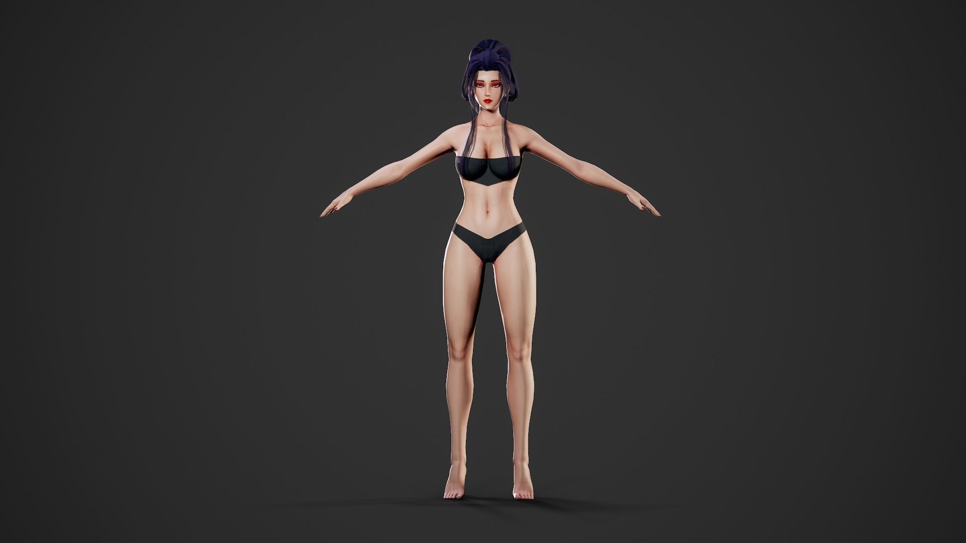 Chinese Noble Lady - Game Ready Low-poly 3D model_10