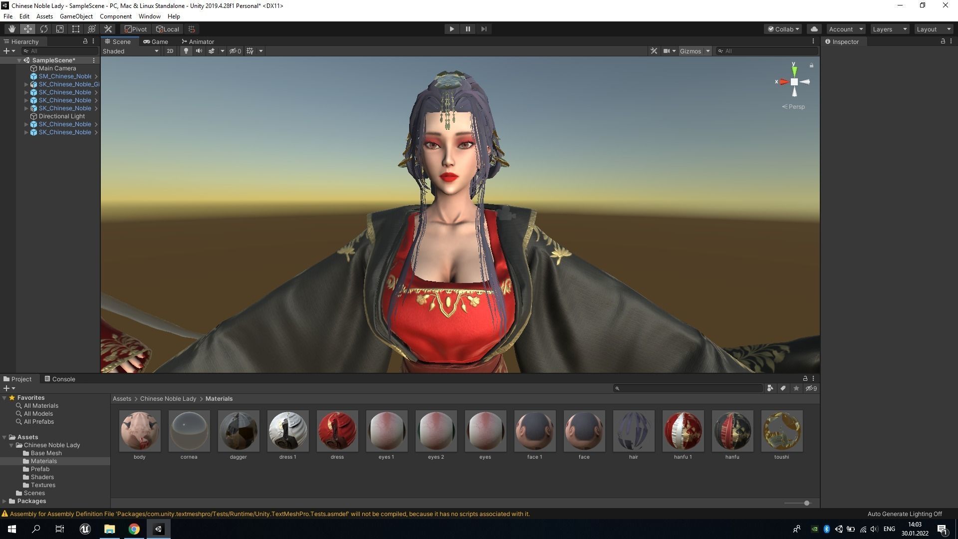 Chinese Noble Lady - Game Ready Low-poly 3D model_16