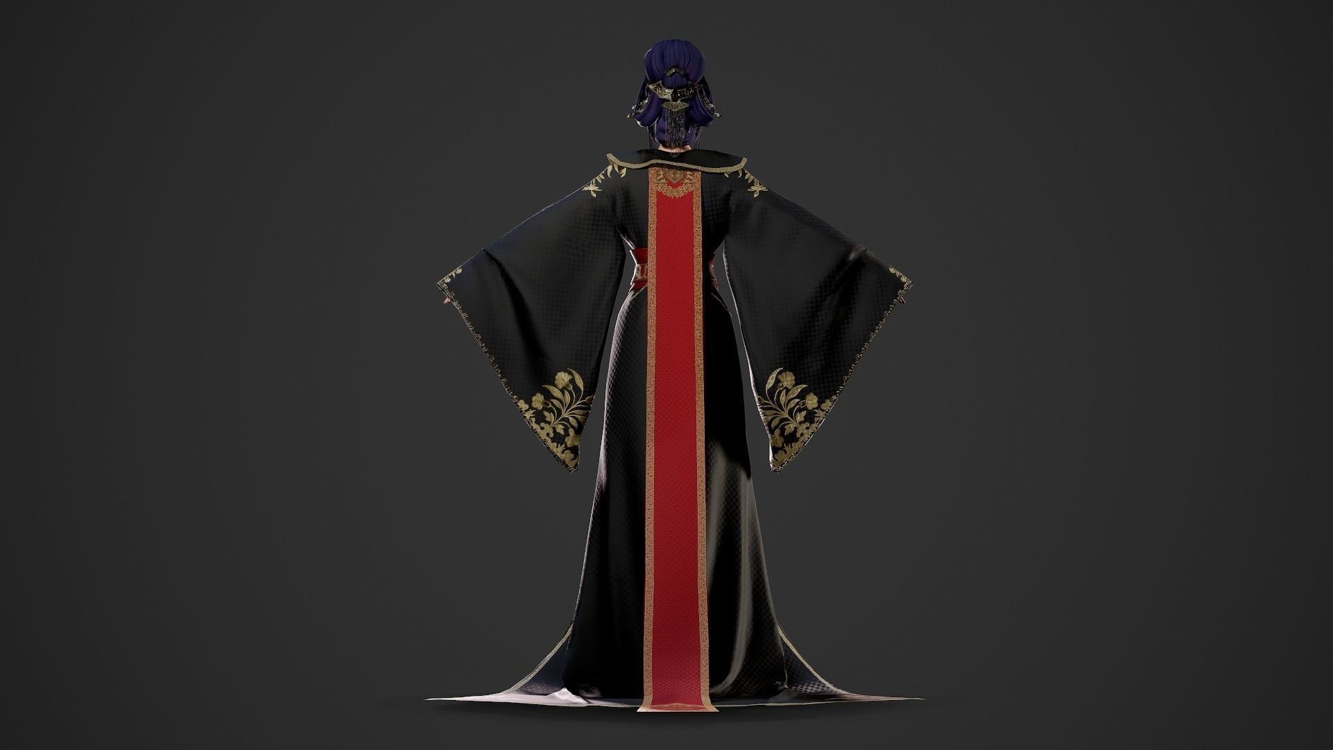 Chinese Noble Lady - Game Ready Low-poly 3D model_6