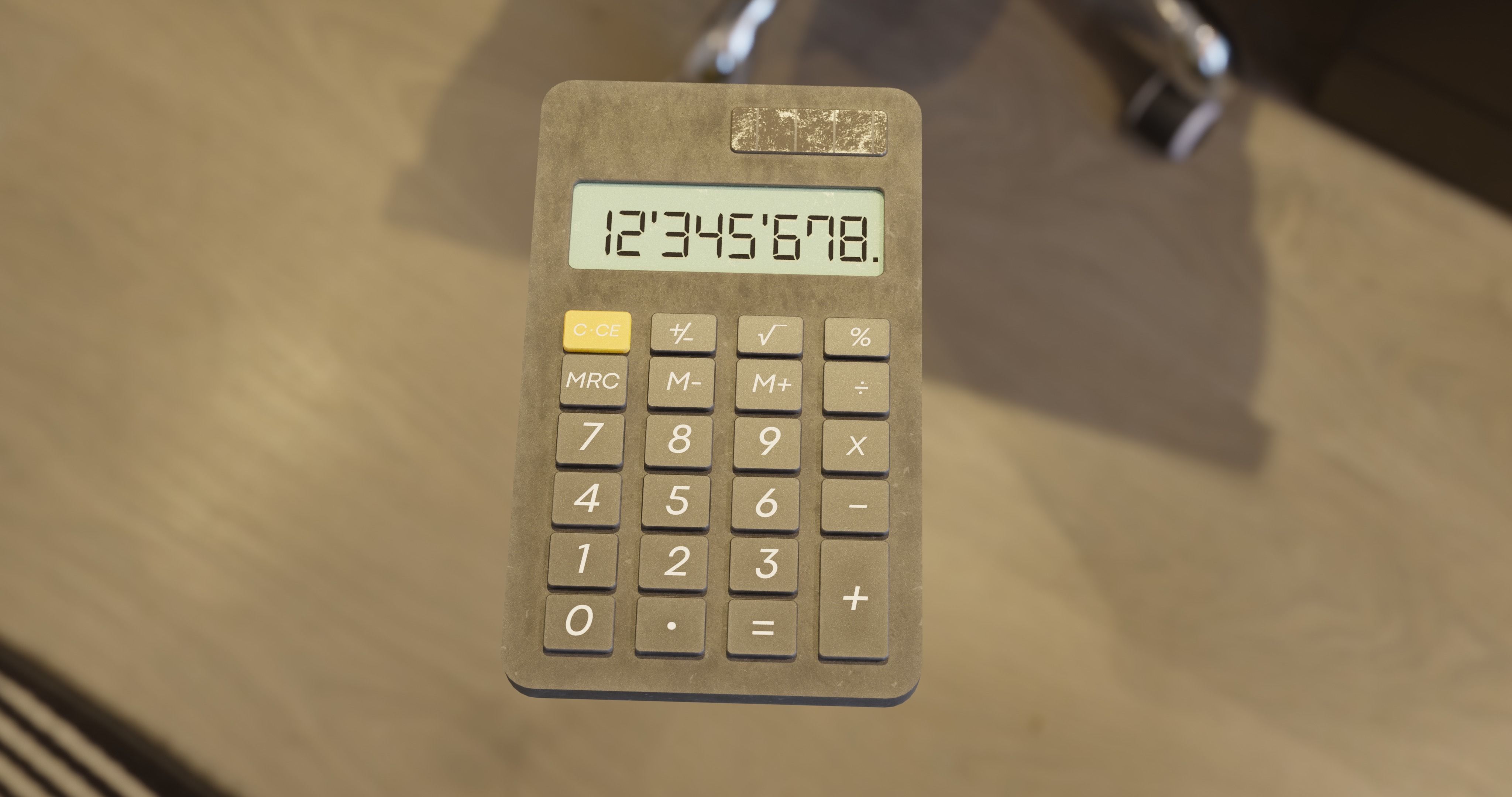 office and school black solar Calculator  Low-poly 3D model_1