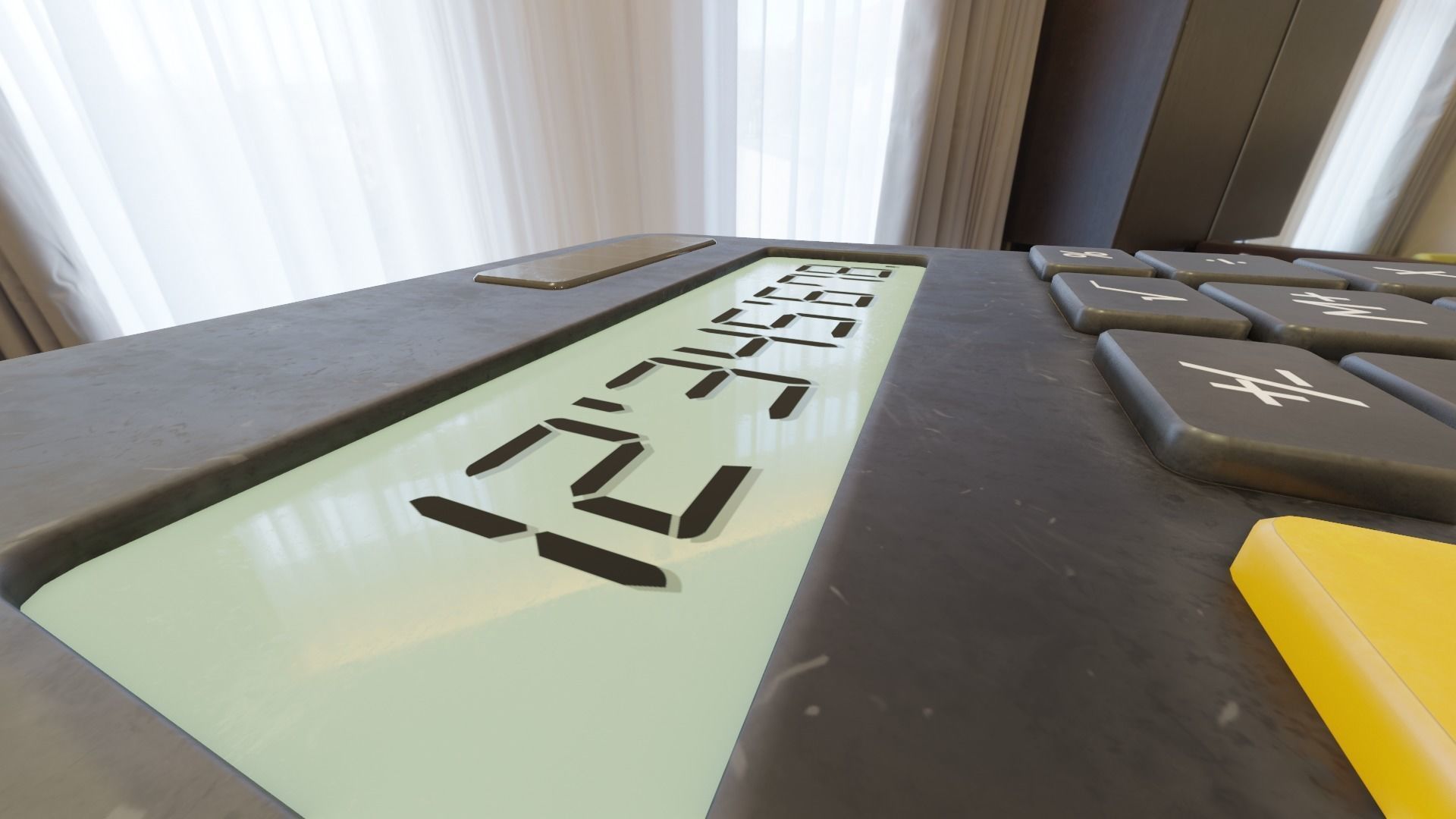 office and school black solar Calculator  Low-poly 3D model_5