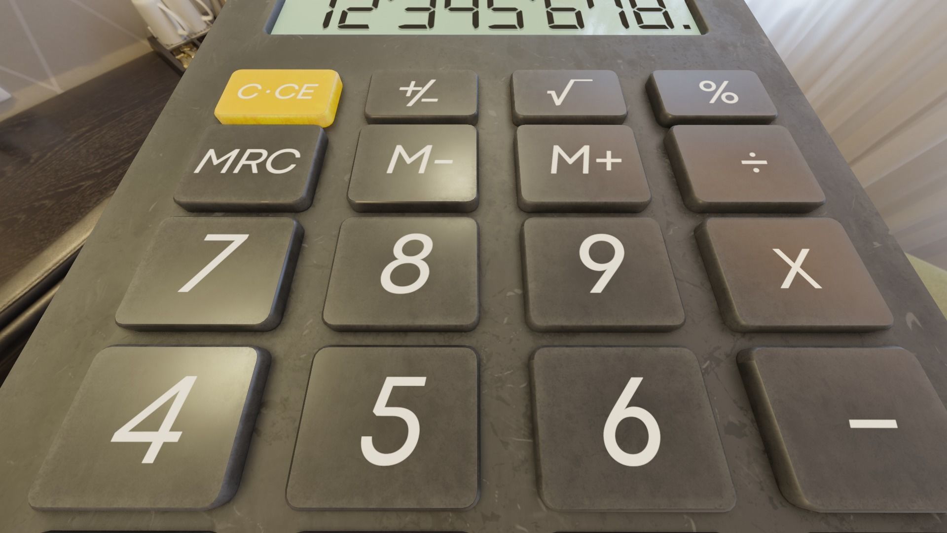 office and school black solar Calculator  Low-poly 3D model_3