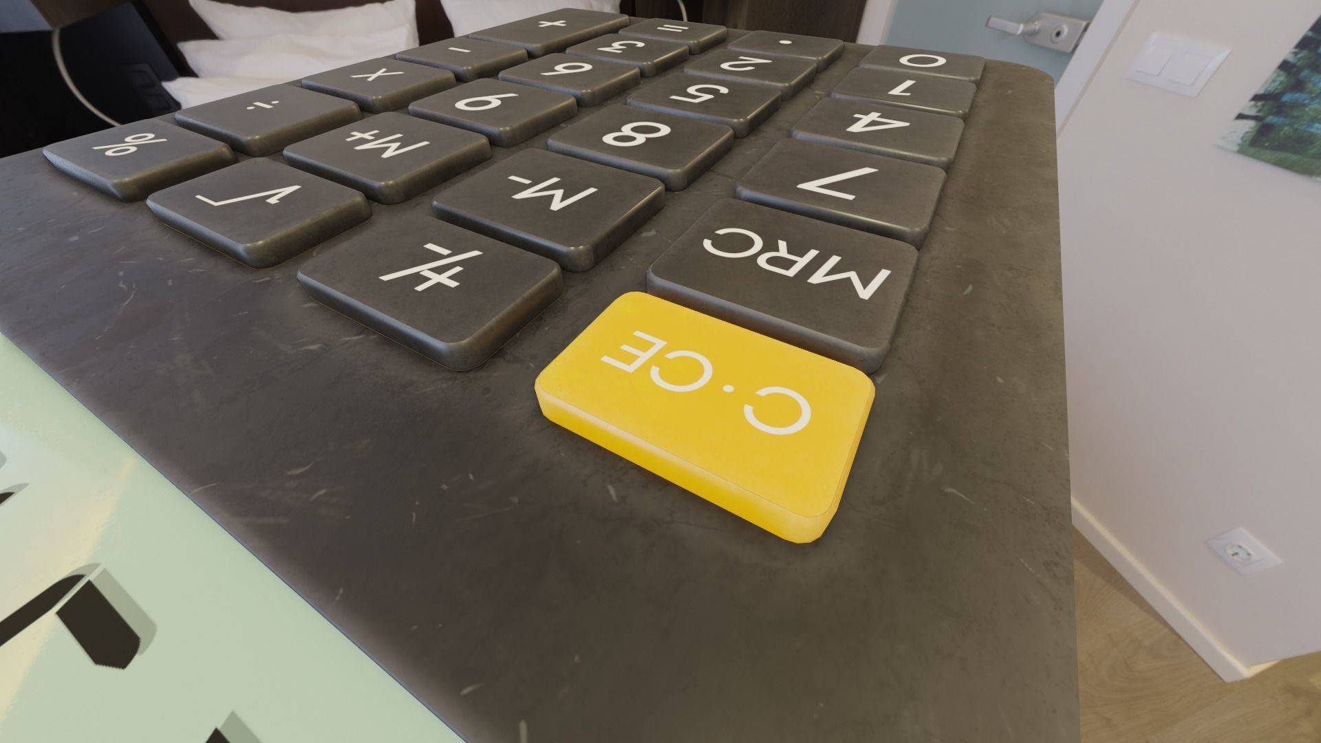 office and school black solar Calculator  Low-poly 3D model_6