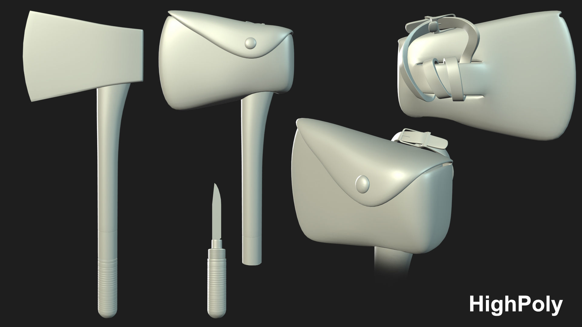 LOWPOLY WOODEN AXE Low-poly 3D model_2