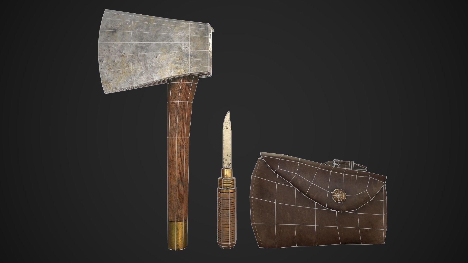 LOWPOLY WOODEN AXE Low-poly 3D model_8