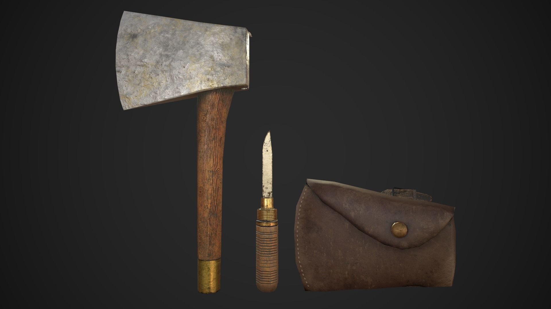 LOWPOLY WOODEN AXE Low-poly 3D model_9