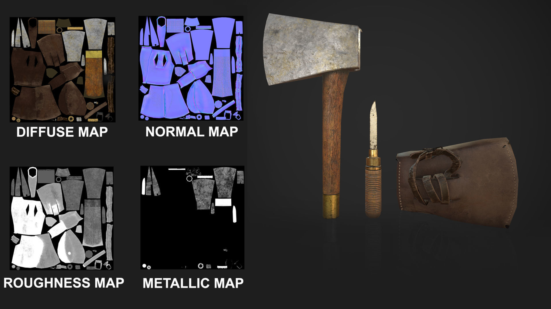 LOWPOLY WOODEN AXE Low-poly 3D model_4