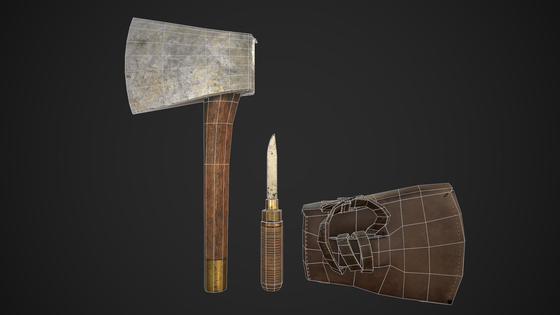 LOWPOLY WOODEN AXE Low-poly 3D model_7