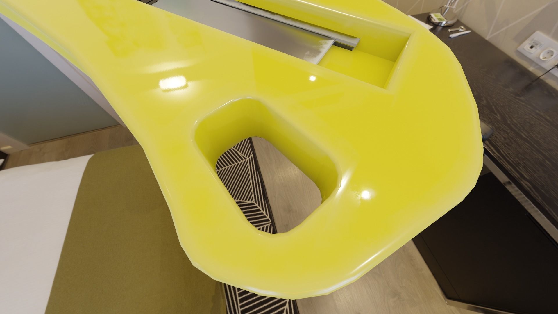 yellow office paper cutter knife weapon Low-poly 3D model_10