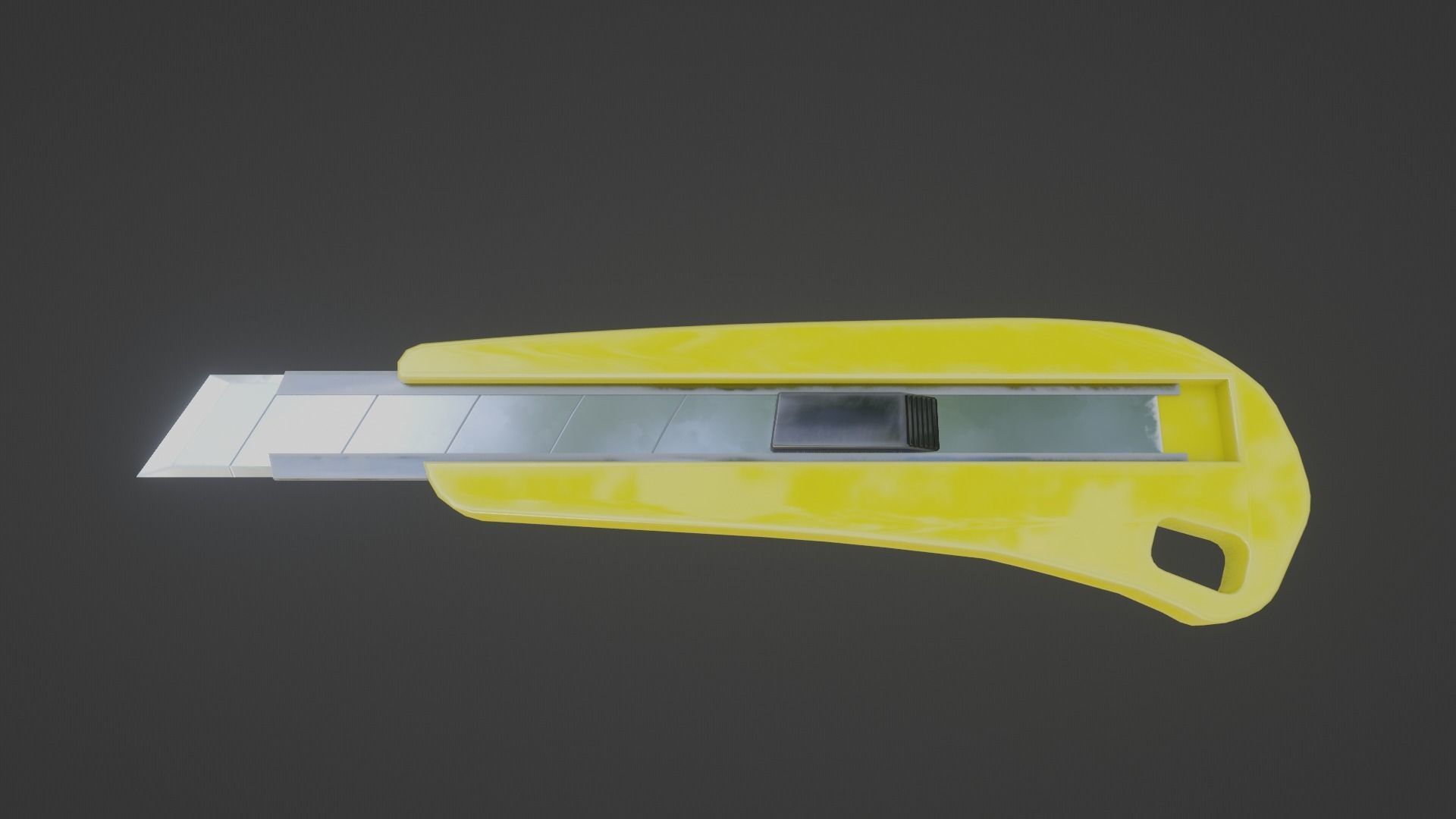 yellow office paper cutter knife weapon Low-poly 3D model_2