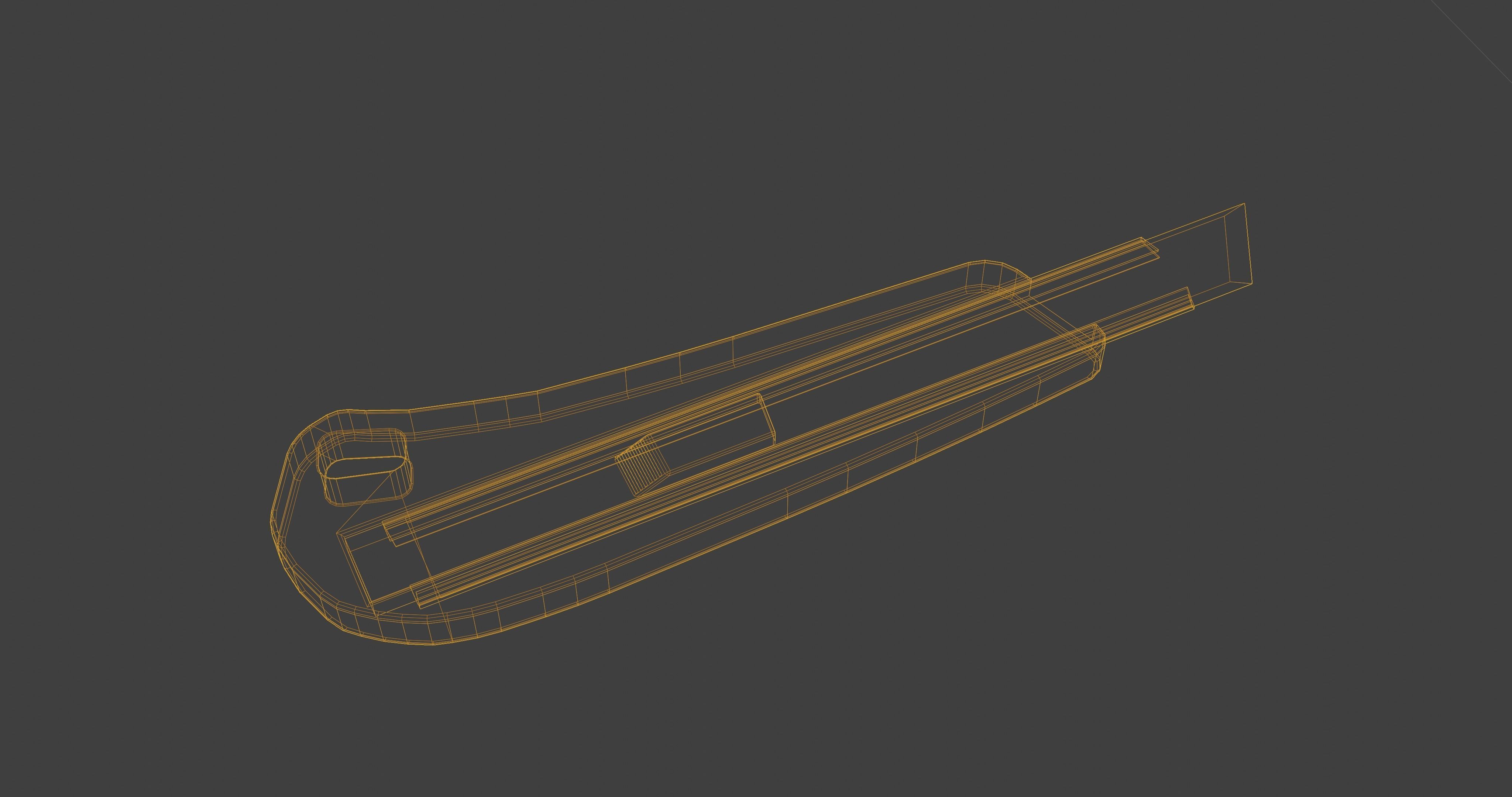 yellow office paper cutter knife weapon Low-poly 3D model_7