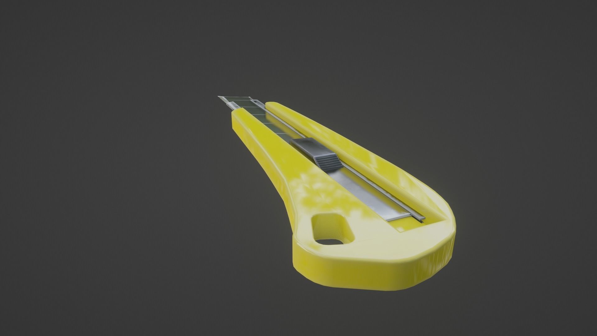 yellow office paper cutter knife weapon Low-poly 3D model_5