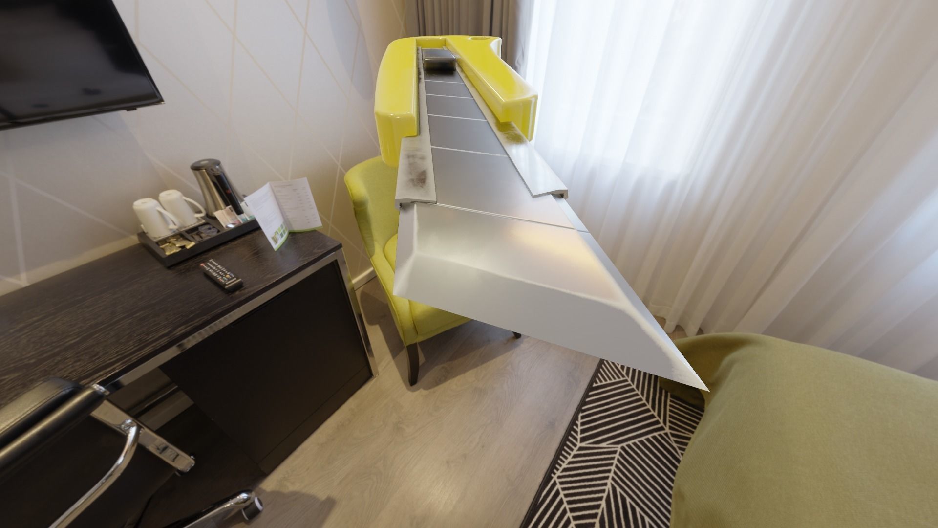 yellow office paper cutter knife weapon Low-poly 3D model_8