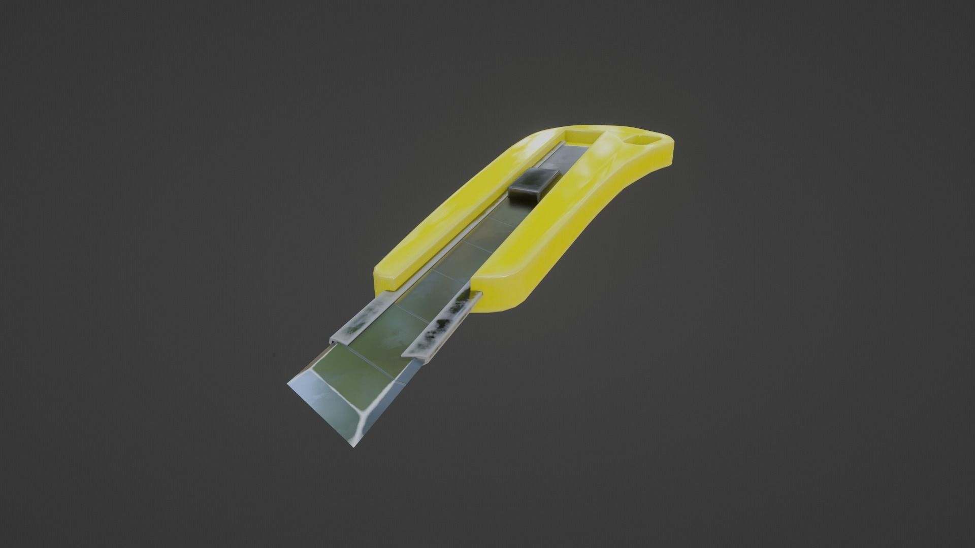 yellow office paper cutter knife weapon Low-poly 3D model_6