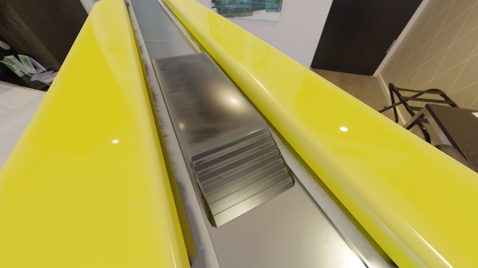 yellow office paper cutter knife weapon Low-poly 3D model_9