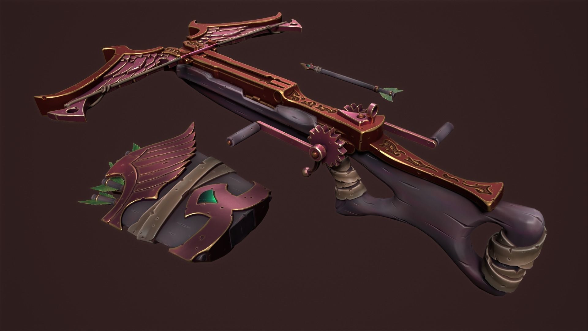 Rune crossbow Low-poly 3D model_11