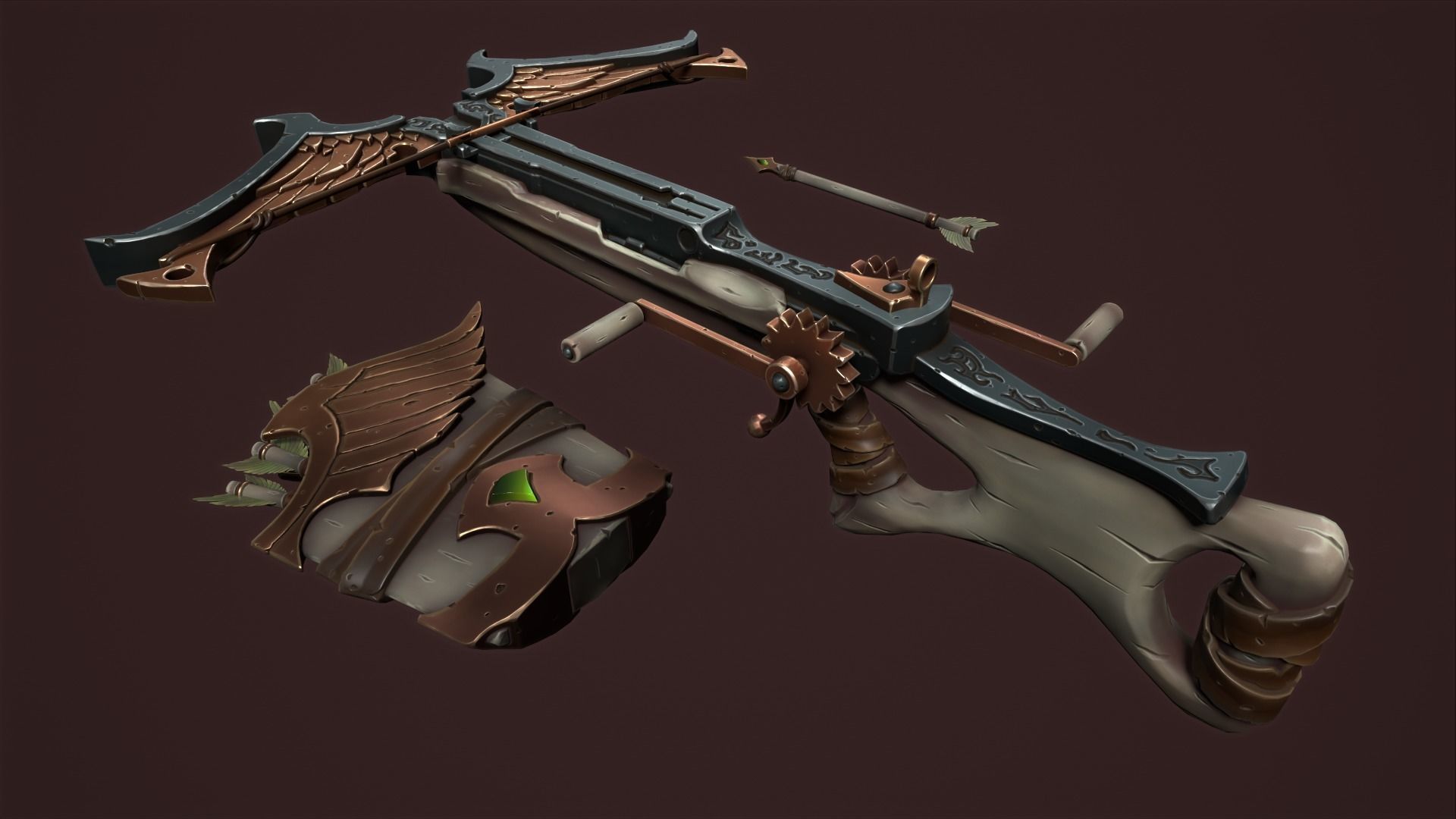 Rune crossbow Low-poly 3D model_1