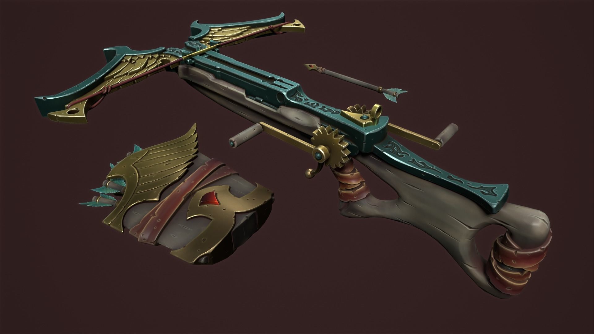 Rune crossbow Low-poly 3D model_3