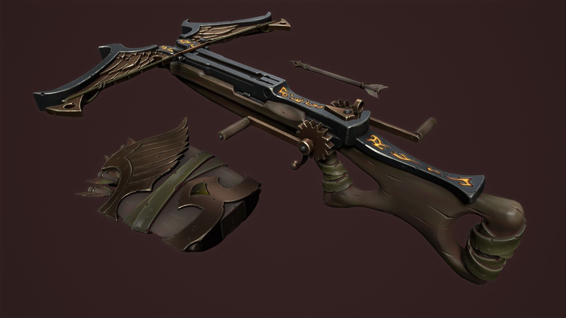 Rune crossbow Low-poly 3D model_14