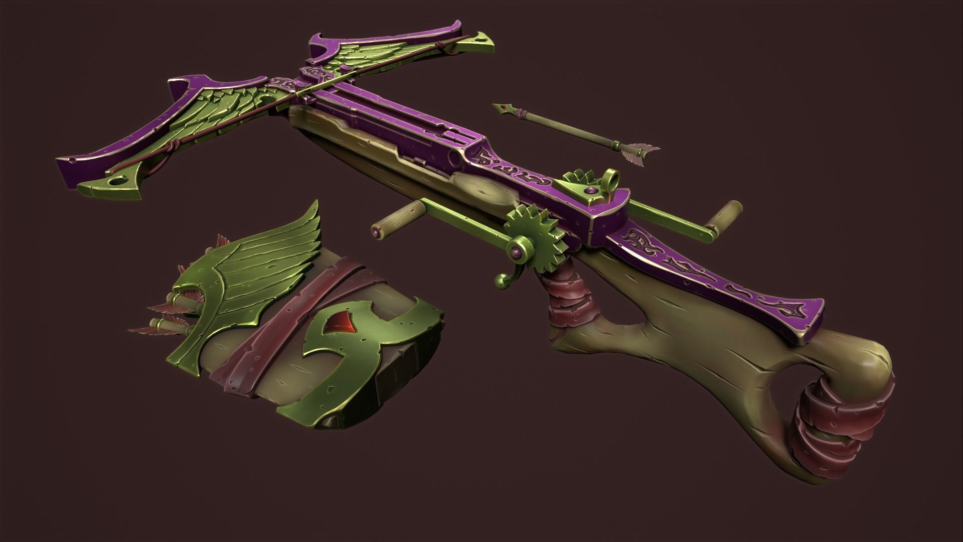 Rune crossbow Low-poly 3D model_9