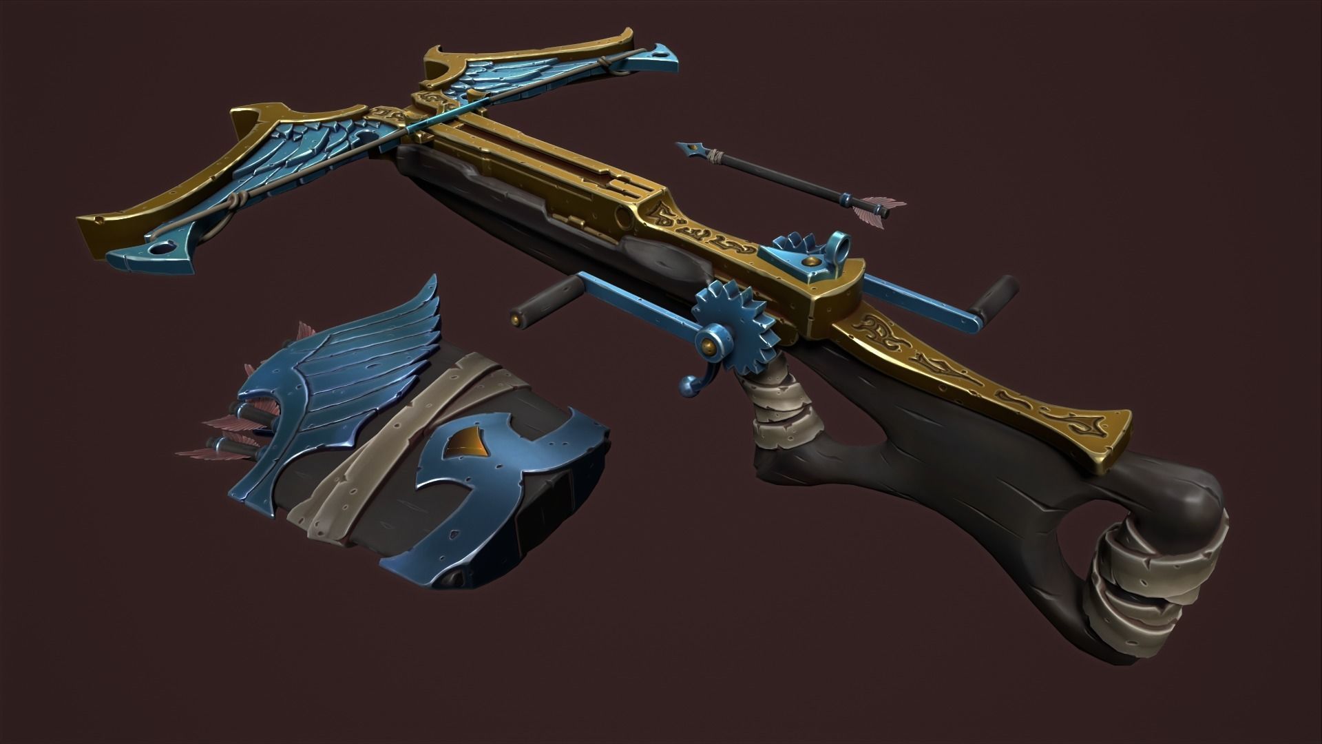 Rune crossbow Low-poly 3D model_7