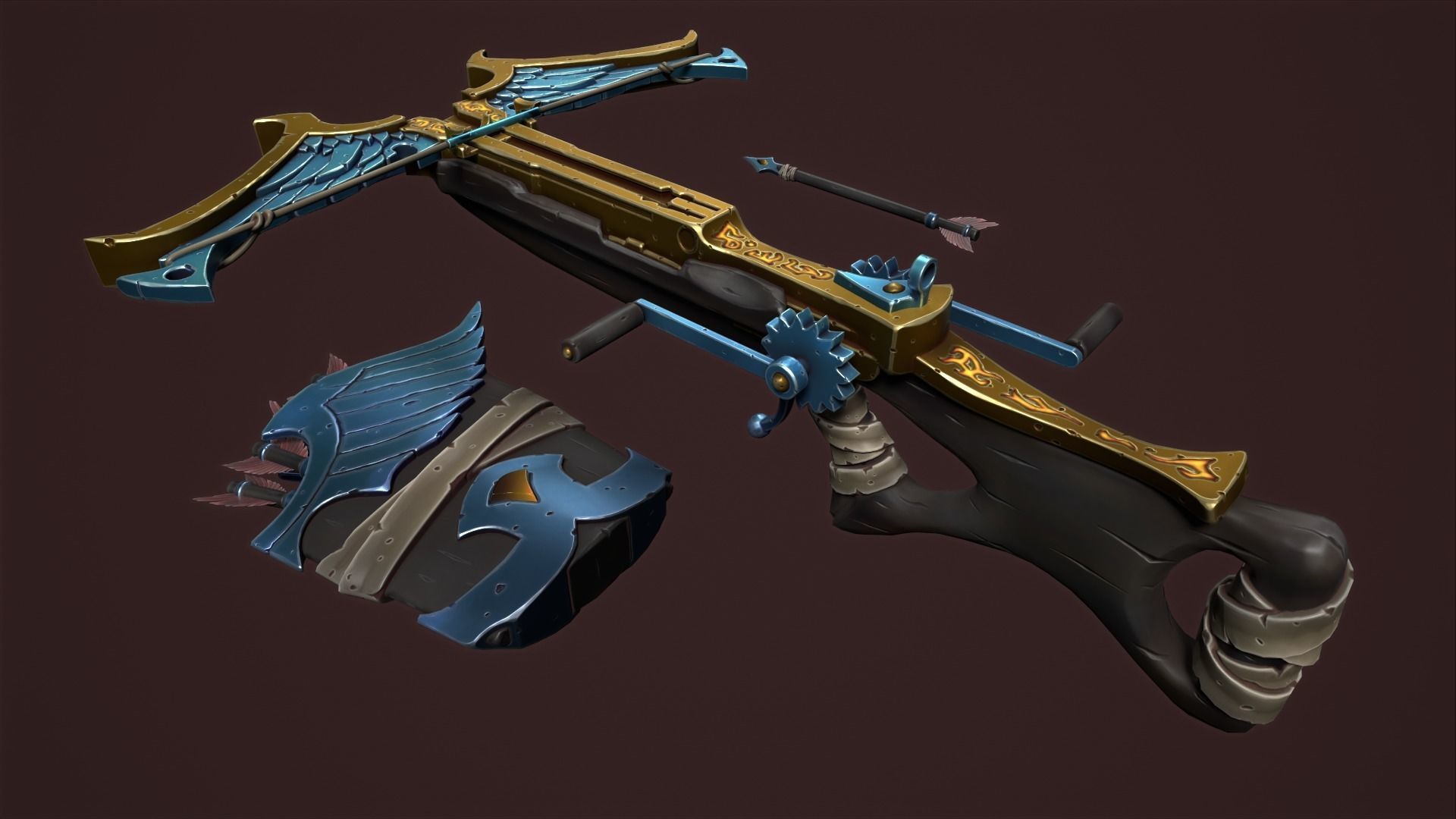 Rune crossbow Low-poly 3D model_8