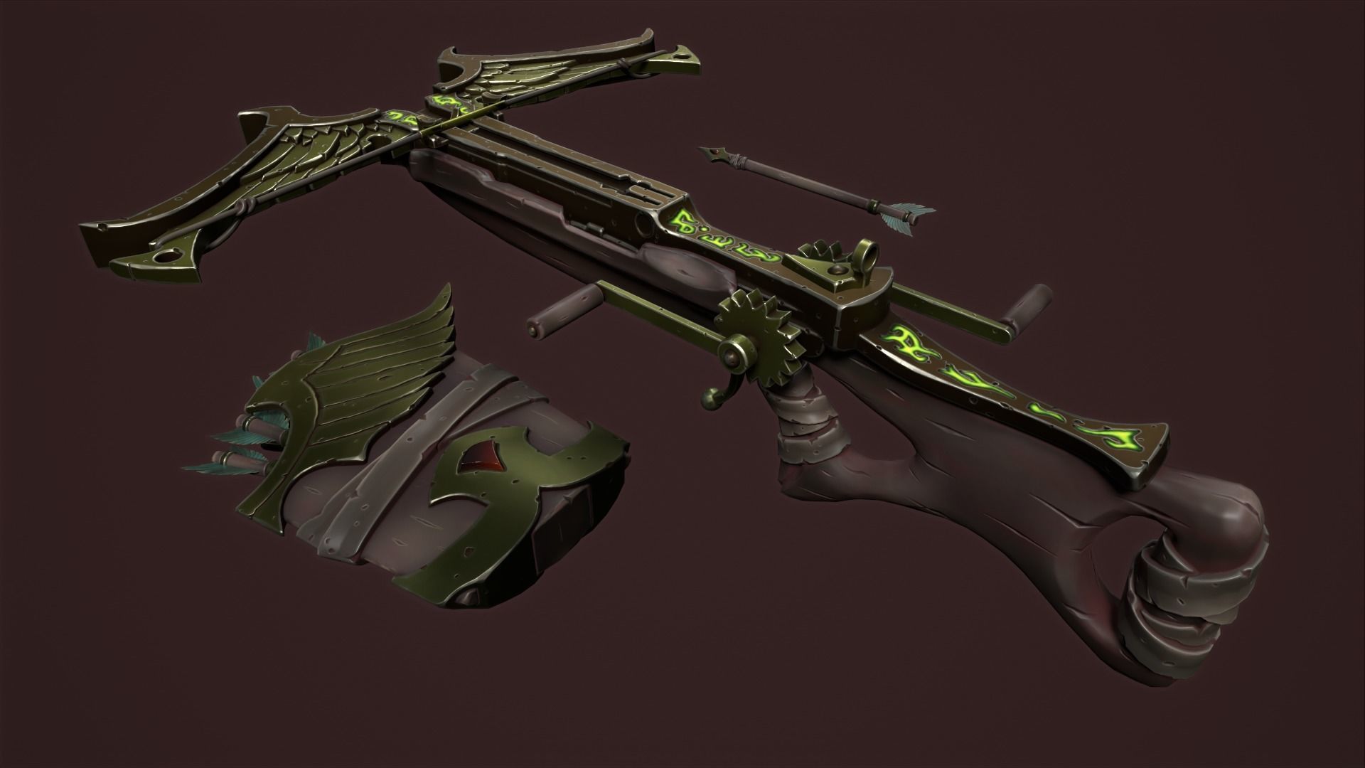 Rune crossbow Low-poly 3D model_16