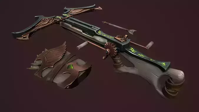 Rune crossbow Low-poly 3D model