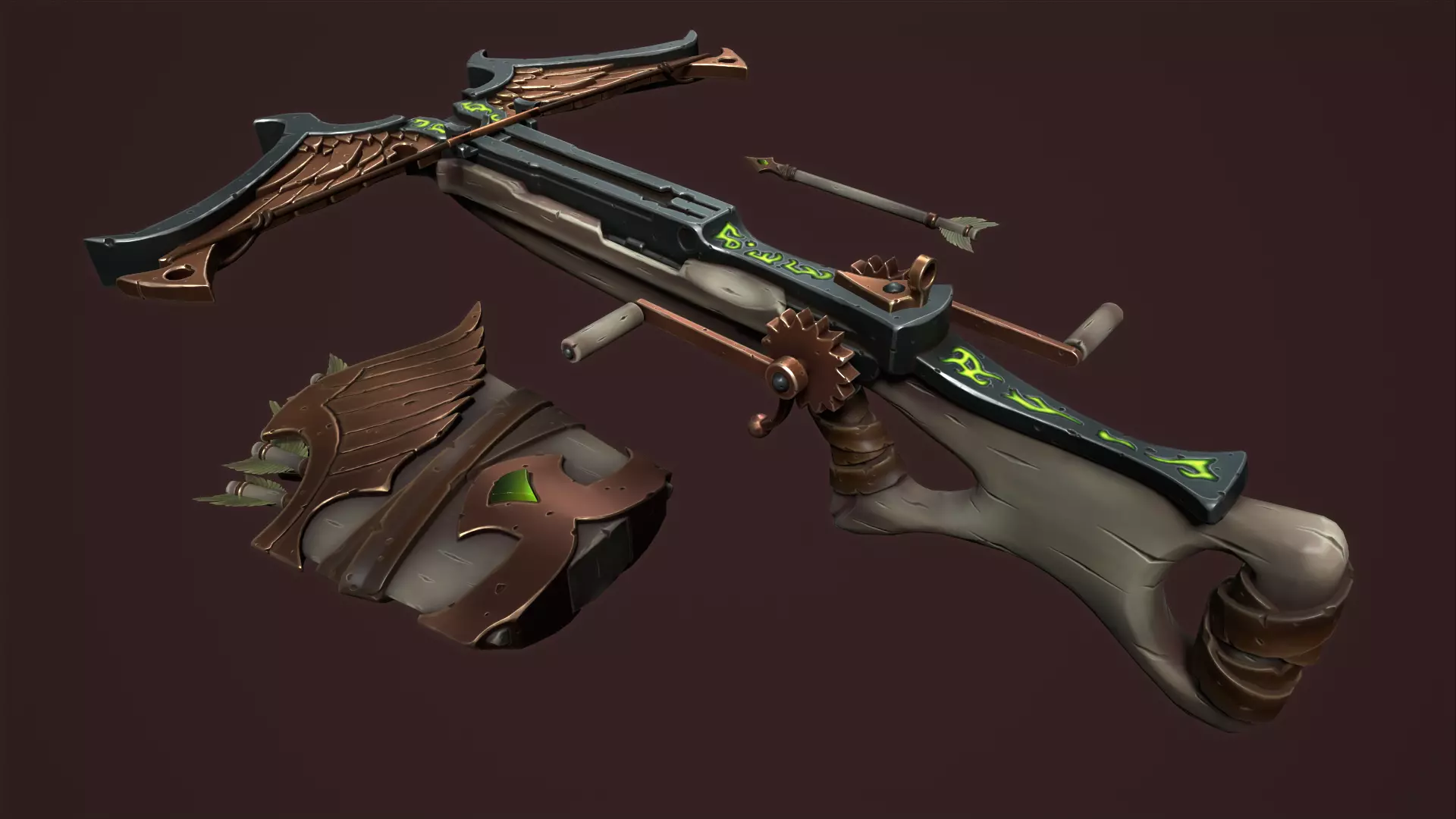 Rune crossbow Low-poly 3D model_0