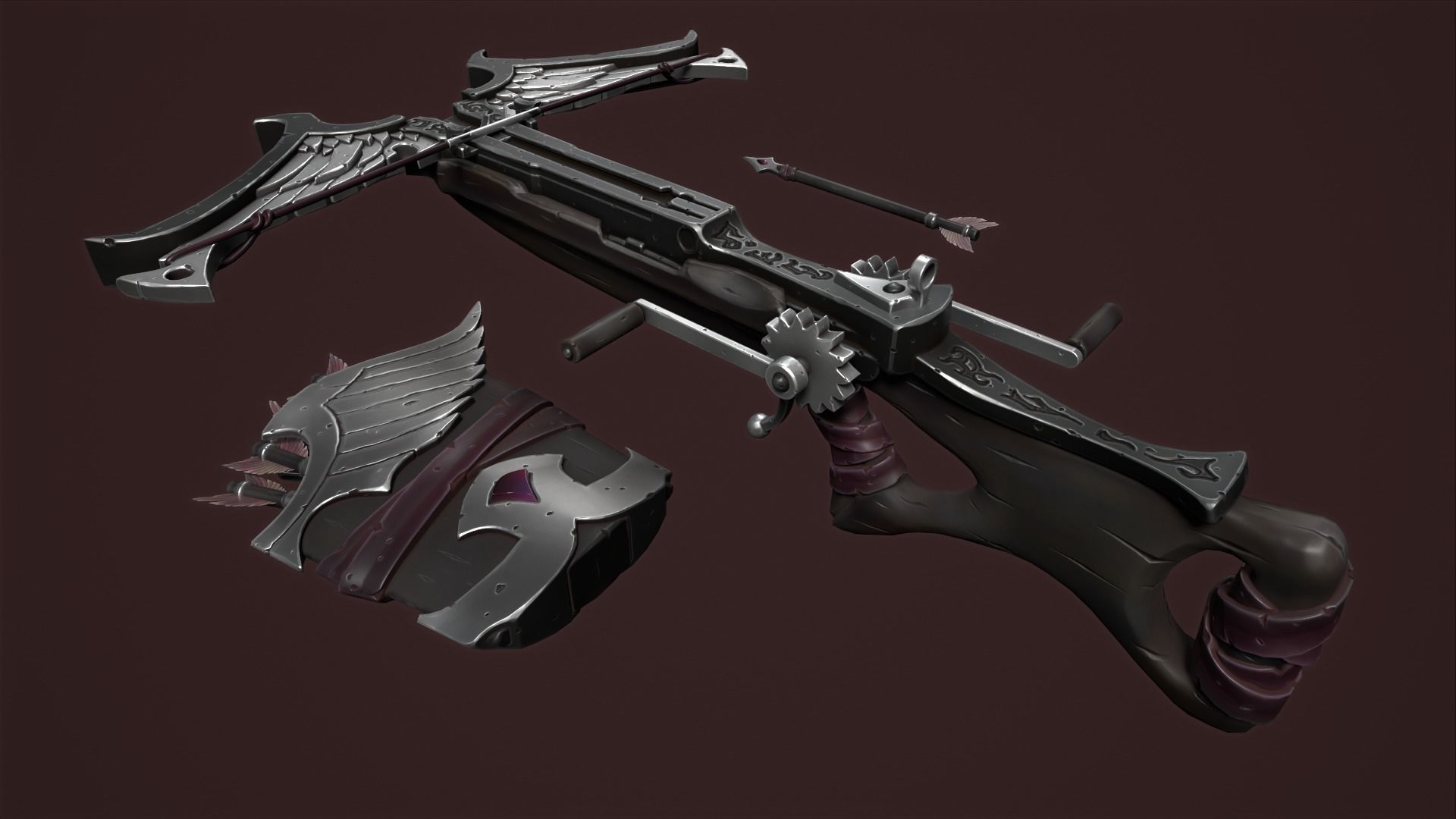 Rune crossbow Low-poly 3D model_5