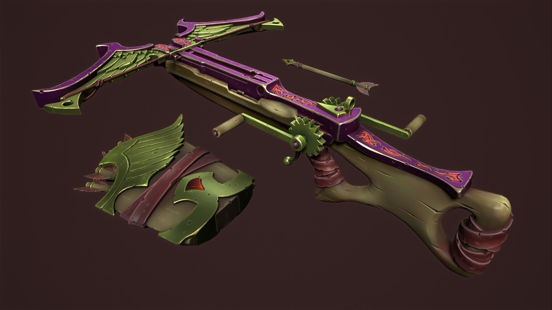 Rune crossbow Low-poly 3D model_10