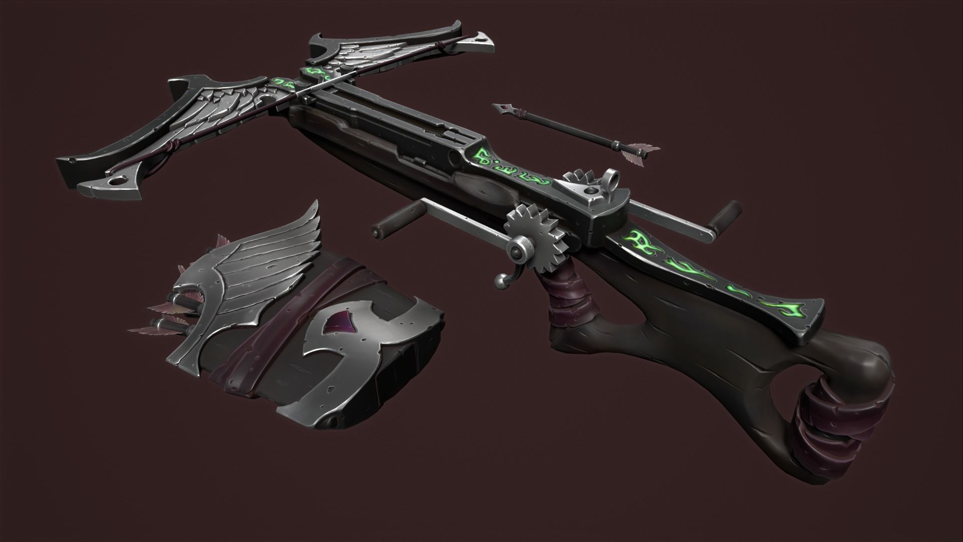 Rune crossbow Low-poly 3D model_6