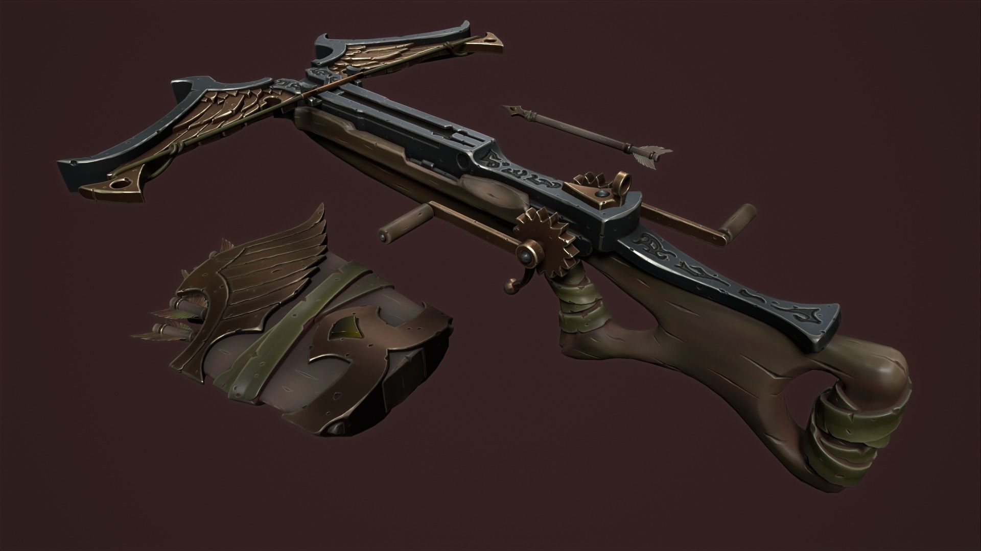 Rune crossbow Low-poly 3D model_13