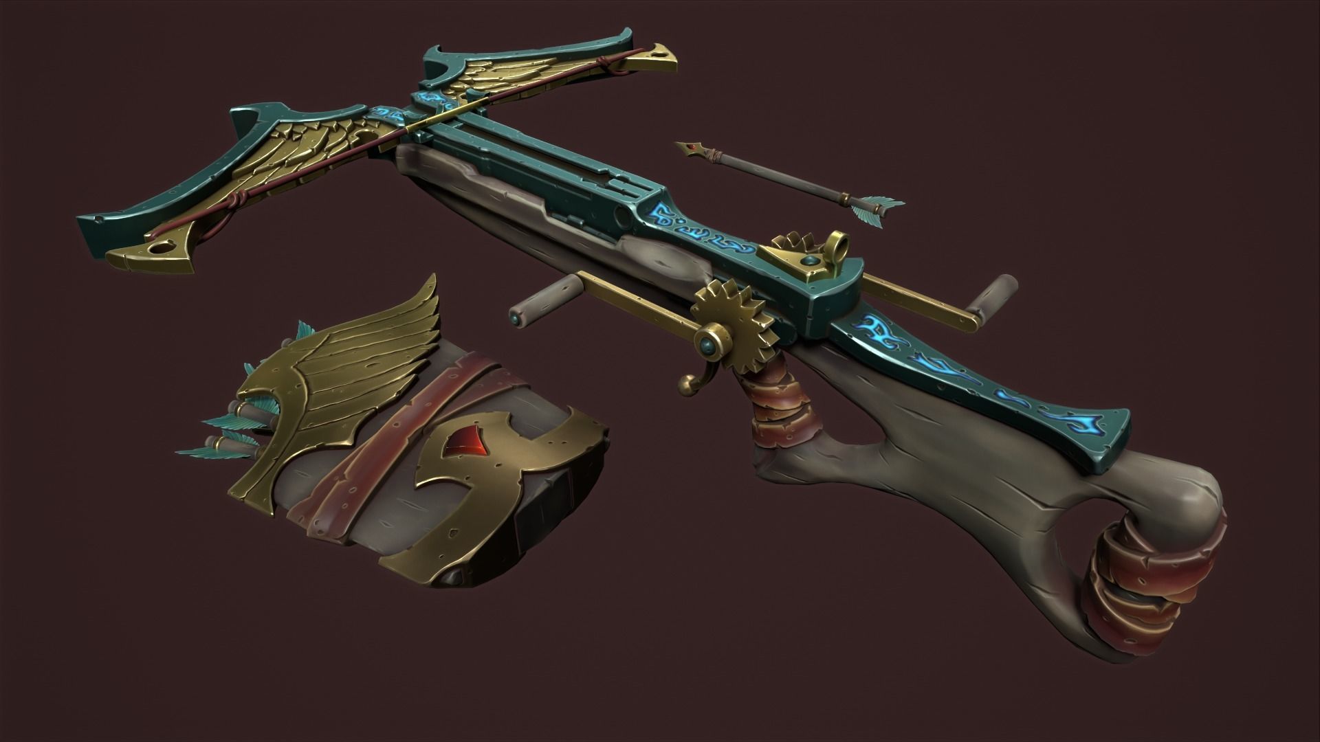 Rune crossbow Low-poly 3D model_4