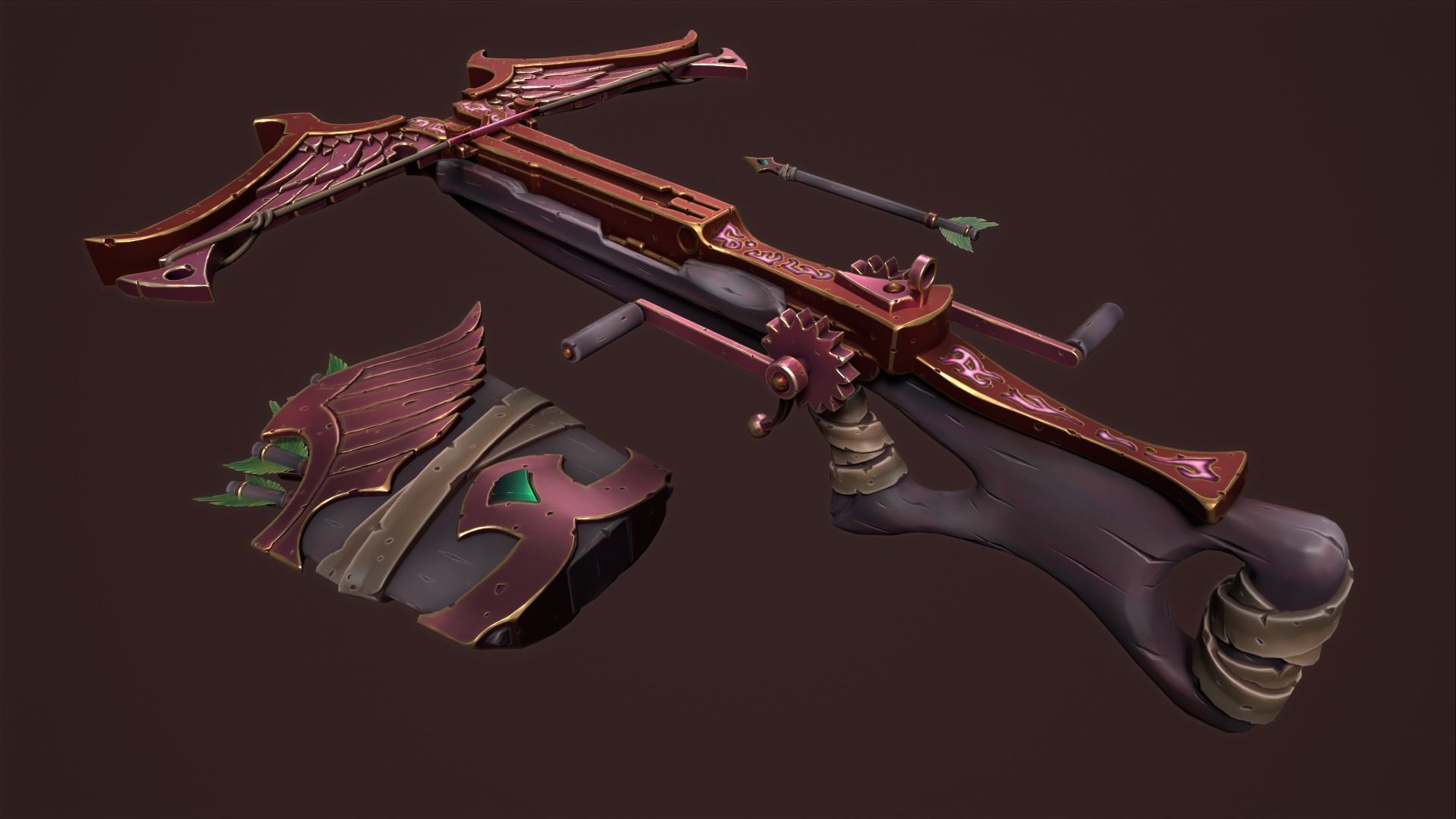Rune crossbow Low-poly 3D model_12
