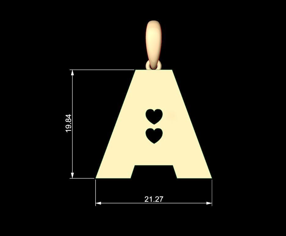 Initial Letters Pendant Lovebeat A 3D print model_5