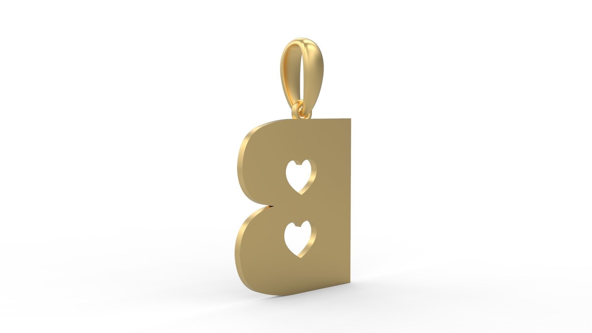 Initial Letters Pendant Lovebeat B 3D print model_3