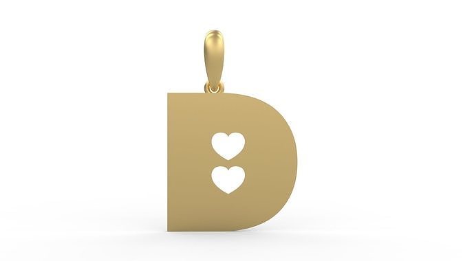 Initial Letters Pendant Lovebeat D 3D print model